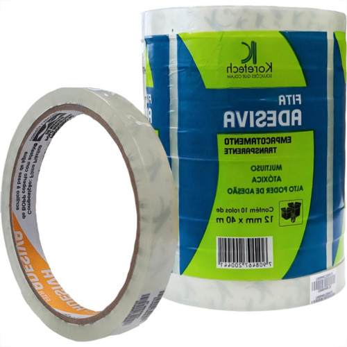 Fita Adesiva Embalagem Koretech Transparente 12Mm X 40M - Kit C/10 Pecas Fita Adesiva Embalagem Koretech Transparente 12Mm X 40M - Kit C/10 Pecas