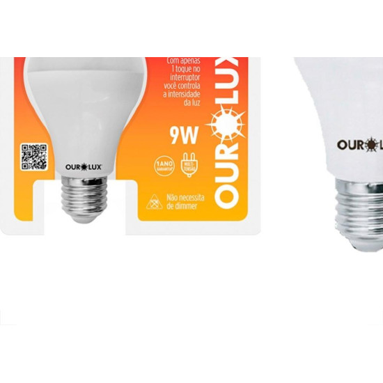 Lampada Led Bulbo Controled Ourolux 9W. Autodimerizavel Lampada Led Bulbo Controled Ourolux 9W. Autodimerizavel