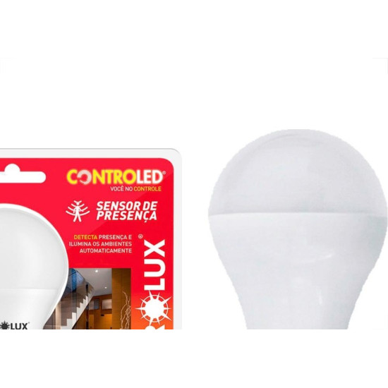Lampada Led Bulbo Controled Ourolux 9W. Com Sensor Presenca 6500K. Lampada Led Bulbo Controled Ourolux 9W. Com Sensor Presenca 6500K.