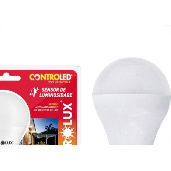 Lampada Led Bulbo Controled Ourolux 9W. Com Sensor Luminosidade 6500K.