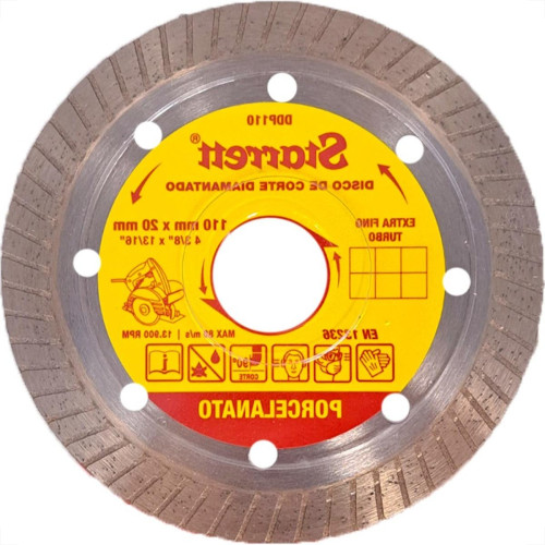 Disco Diamantado Starrett Turbo Porcelanato 110Mm X 20Mm - Fino 1,2Mm - Ddp110 Disco Diamantado Starrett Turbo Porcelanato 110Mm X 20Mm - Fino 1,2Mm - Ddp110