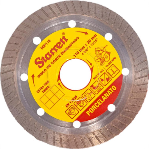 Disco Diamantado Starrett Turbo Porcelanato 110Mm X 20Mm - Fino 1,2Mm - Ddp110 Disco Diamantado Starrett Turbo Porcelanato 110Mm X 20Mm - Fino 1,2Mm - Ddp110