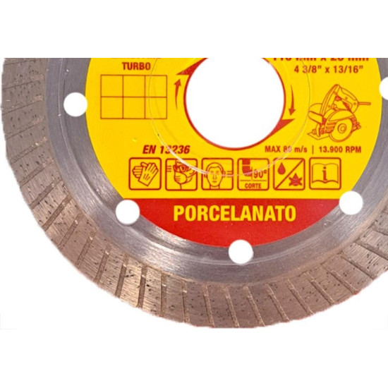 Disco Diamantado Starrett Turbo Porcelanato 110Mm X 20Mm - Fino 1,2Mm - Ddp110 Disco Diamantado Starrett Turbo Porcelanato 110Mm X 20Mm - Fino 1,2Mm - Ddp110