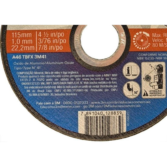 Disco Aco Inox 3M - 4.1/2''X3/75''X7/8'' I-Plus - Fino 1,0Mm Disco Aco Inox 3M - 4.1/2''X3/75''X7/8'' I-Plus - Fino 1,0Mm