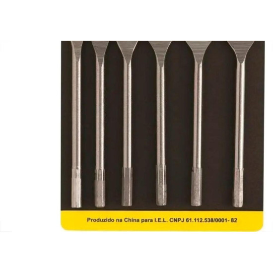 Broca Chata Madeira Eda 3/8'' A 1'' Jogo Com 6 Pecas - 4Dl Broca Chata Madeira Eda 3/8'' A 1'' Jogo Com 6 Pecas - 4Dl