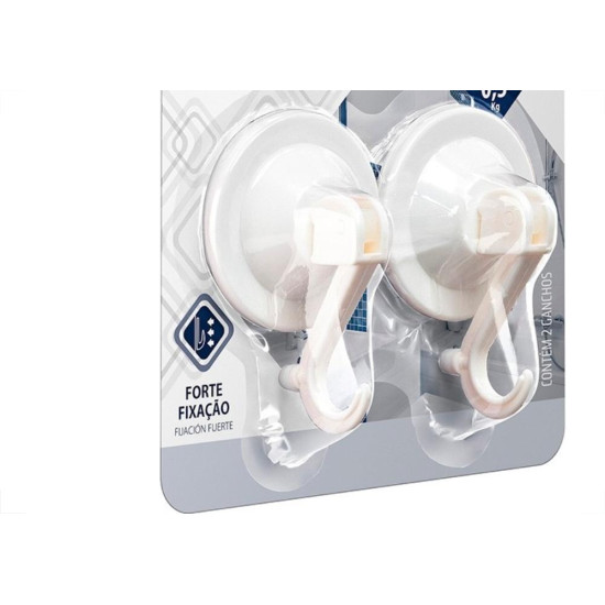 Gancho Ventosa Atlas Primafer Branco 0,5Kg Com 2 Pecas