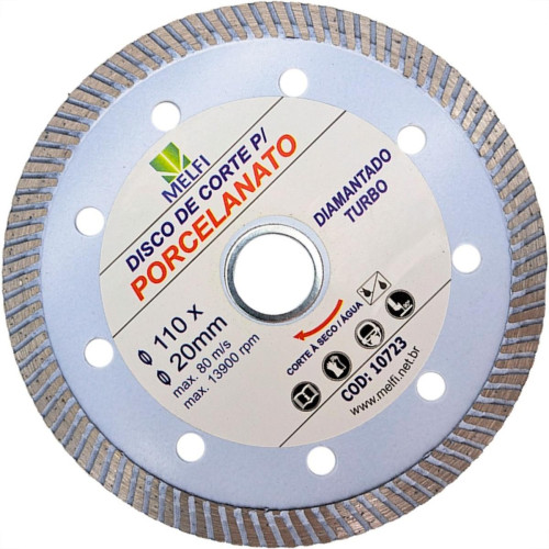 Disco Diamantado Melfi Turbo Porcelanato 110Mm X 20Mm - 10723 Disco Diamantado Melfi Turbo Porcelanato 110Mm X 20Mm - 10723