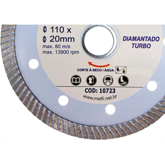 Disco Diamantado Melfi Turbo Porcelanato 110Mm X 20Mm - 10723 Disco Diamantado Melfi Turbo Porcelanato 110Mm X 20Mm - 10723