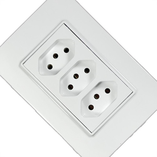 Kit C/5 - Conjunto Ilumi Vivaz Branco Com Placa 3 Tomadas...