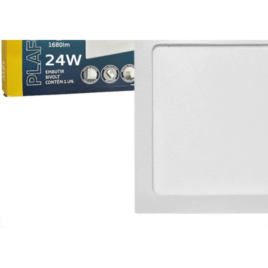 Plafon Led Embutir Tramontina Quadrado 24W. 1920Lm. 6500K. Bivolt Branco3
