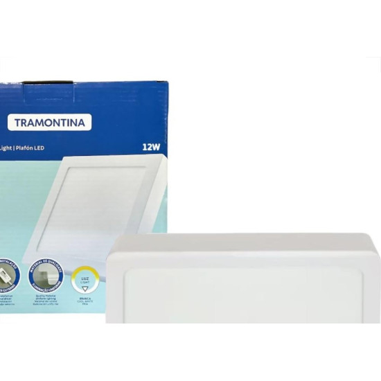 Plafon Led Sobrepor Tramontina Quadrado 12W. 840Lm. 6500K. Bivolt Branco Plafon Led Sobrepor Tramontina Quadrado 12W. 840Lm. 6500K. Bivolt Branco