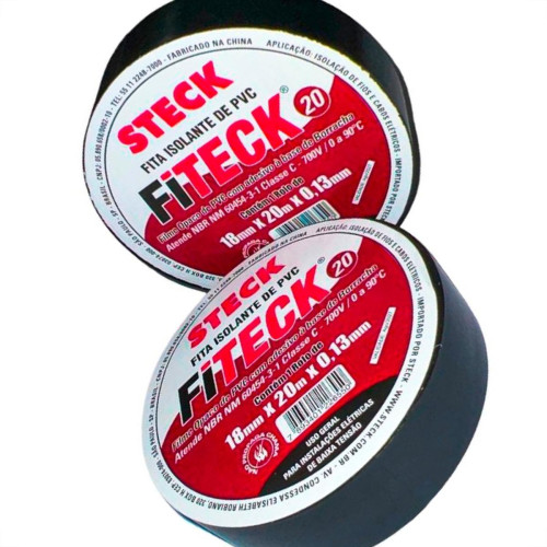 Fita Isolante Steck Fiteck 20M Preta - Kit C/10 Pecas