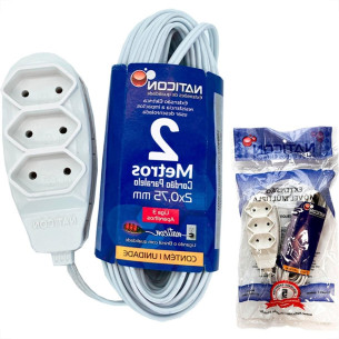 Extensao Naticon Paralela 2 Polos 0,75Mm Branca - 2M