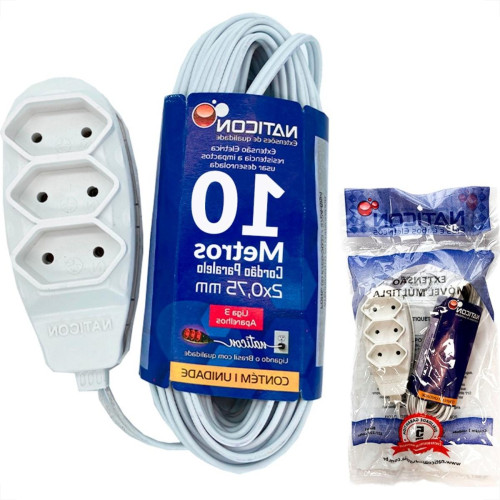 Extensao Naticon Paralela 2 Polos 0,75Mm Branca -10M Extensao Naticon Paralela 2 Polos 0,75Mm Branca -10M