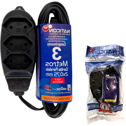 Extensao Naticon Paralela 2 Polos 0,75Mm Preta - 3M Extensao Naticon Paralela 2 Polos 0,75Mm Preta - 3M