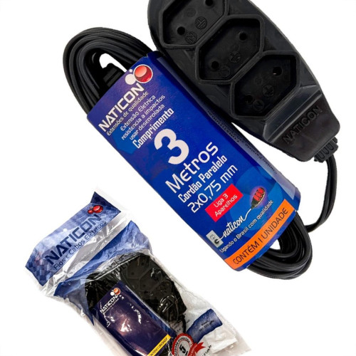 Extensao Naticon Paralela 2 Polos 0,75Mm Preta - 3M Extensao Naticon Paralela 2 Polos 0,75Mm Preta - 3M