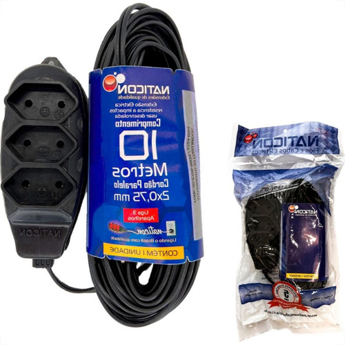 Extensao Naticon Paralela 2 Polos 0,75Mm Preta -10M Extensao Naticon Paralela 2 Polos 0,75Mm Preta -10M