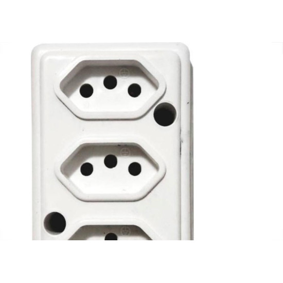 Tomada Barra Naticon 2P+T. 20A. 3 Tomadas Branca