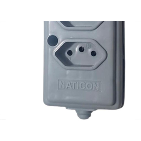 Tomada Barra Naticon 2P+T. 20A. 3 Tomadas Cinza Tomada Barra Naticon 2P+T. 20A. 3 Tomadas Cinza