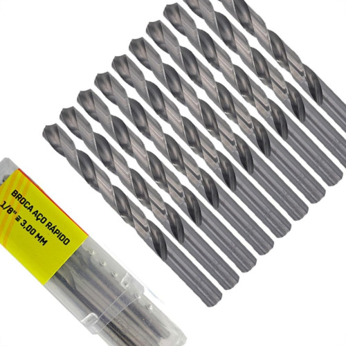 Broca Aco Rapido Thompson 3,0Mm-1/8'' - 1323 - Kit C/10 Pecas Broca Aco Rapido Thompson 3,0Mm-1/8'' - 1323 - Kit C/10 Pecas