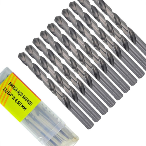 Broca Aco Rapido Thompson 4,5Mm-11/64'' - 1326 - Kit C/10 Pecas Broca Aco Rapido Thompson 4,5Mm-11/64'' - 1326 - Kit C/10 Pecas
