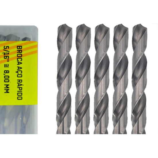 Broca Aco Rapido Thompson 8,0Mm-5/16'' - 1334 - Kit C/5 Pecas Broca Aco Rapido Thompson 8,0Mm-5/16'' - 1334 - Kit C/5 Pecas