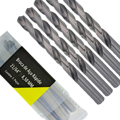 Broca Aco Rapido Thompson 8,5Mm-21/64'' - 1335 - Kit C/5 Pecas Broca Aco Rapido Thompson 8,5Mm-21/64'' - 1335 - Kit C/5 Pecas