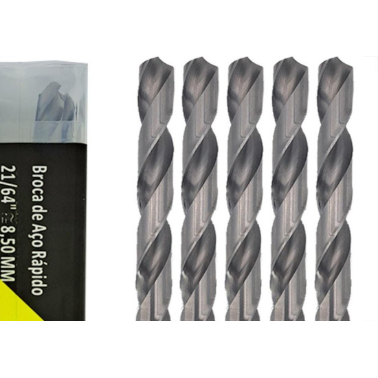 Broca Aco Rapido Thompson 8,5Mm-21/64'' - 1335 - Kit C/5 Pecas Broca Aco Rapido Thompson 8,5Mm-21/64'' - 1335 - Kit C/5 Pecas
