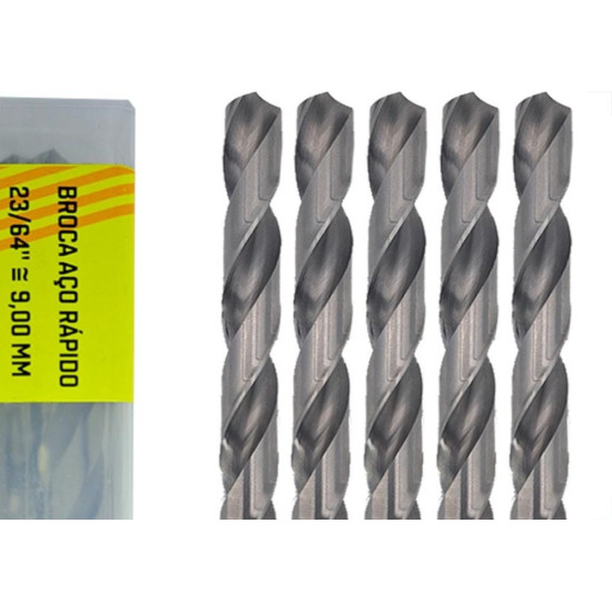 Broca Aco Rapido Thompson 9,0Mm-23/64'' - 1336 - Kit C/5 Pecas