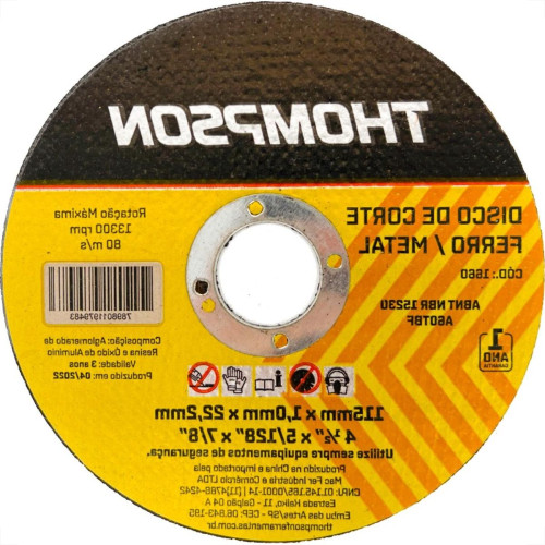 Disco Corte Ferro Thompson 4.1/2''X5/128''X7/8'' - Fino 1,0Mm - 1660 - Kit C/10 Pecas Disco Corte Ferro Thompson 4.1/2''X5/128''X7/8'' - Fino 1,0Mm - 1660 - Kit C/10 Pecas