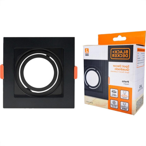 Spot Para Lampada Dicroica Black+Decker Decor Quadrado Mr16 Preto - Bds3-0007 Spot Para Lampada Dicroica Black+Decker Decor Quadrado Mr16 Preto - Bds3-0007