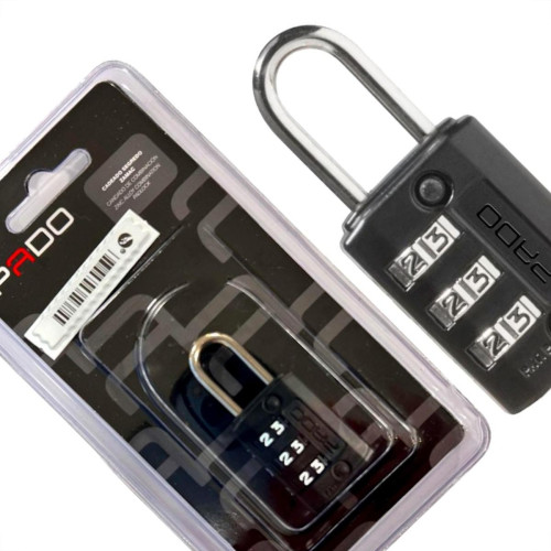 Cadeado Para Mala Pado 3 Segredos Zamac 25Mm Preto - 5202161 Cadeado Para Mala Pado 3 Segredos Zamac 25Mm Preto - 5202161