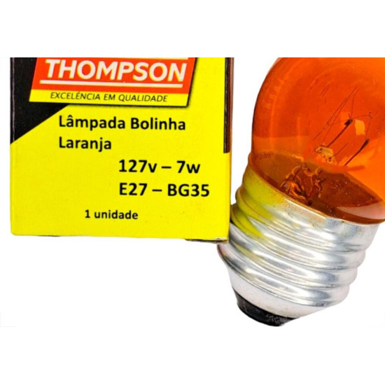 Lampada Bolinha Thompson 7Wx127V Laranja - Kit C/10 Pecas Lampada Bolinha Thompson 7Wx127V Laranja - Kit C/10 Pecas