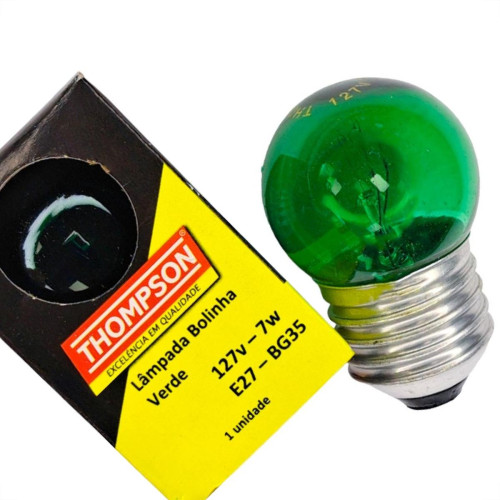 Lampada Bolinha Thompson 7Wx127V Verde - Kit C/10 Pecas Lampada Bolinha Thompson 7Wx127V Verde - Kit C/10 Pecas