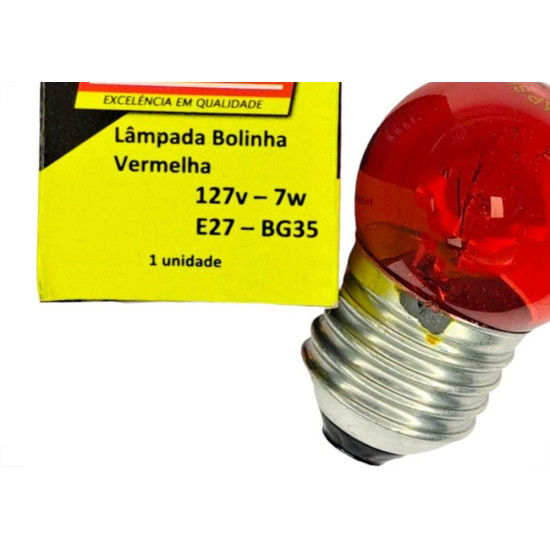 Lampada Bolinha Thompson 7Wx127V Vermelho - Kit C/10 Pecas Lampada Bolinha Thompson 7Wx127V Vermelho - Kit C/10 Pecas