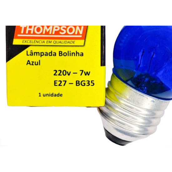 Lampada Bolinha Thompson 7Wx220V Azul - Kit C/10 Pecas Lampada Bolinha Thompson 7Wx220V Azul - Kit C/10 Pecas