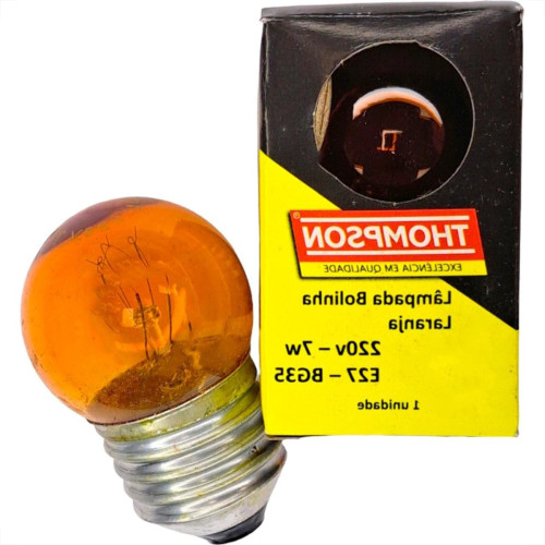 Lampada Bolinha Thompson 7Wx220V Laranja - Kit C/10 Pecas Lampada Bolinha Thompson 7Wx220V Laranja - Kit C/10 Pecas