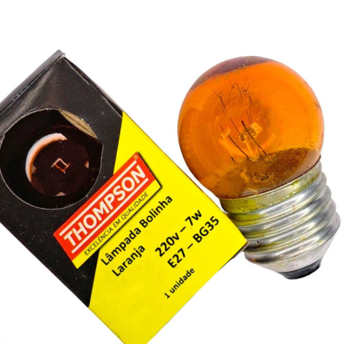 Lampada Bolinha Thompson 7Wx220V Laranja - Kit C/10 Pecas Lampada Bolinha Thompson 7Wx220V Laranja - Kit C/10 Pecas