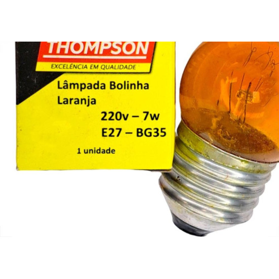 Lampada Bolinha Thompson 7Wx220V Laranja - Kit C/10 Pecas Lampada Bolinha Thompson 7Wx220V Laranja - Kit C/10 Pecas