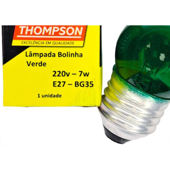 Lampada Bolinha Thompson 7Wx220V Verde - Kit C/10 Pecas Lampada Bolinha Thompson 7Wx220V Verde - Kit C/10 Pecas