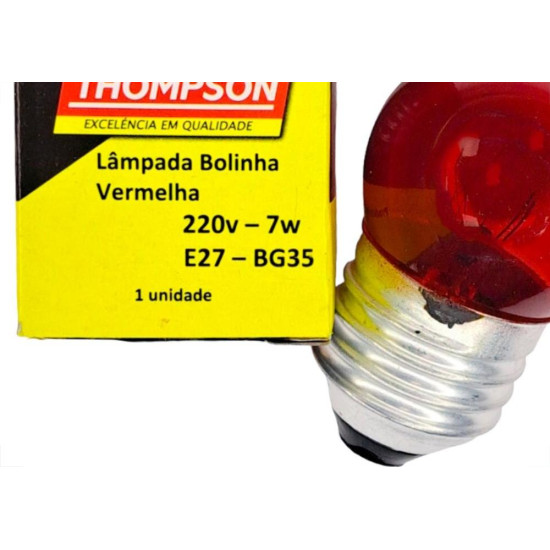 Lampada Bolinha Thompson 7Wx220V Vermelha - Kit C/10 Pecas Lampada Bolinha Thompson 7Wx220V Vermelha - Kit C/10 Pecas