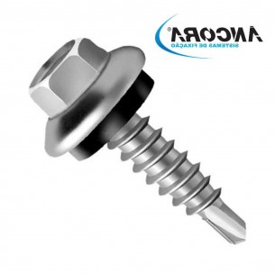 Parafuso Auto Brocante Sextavado Com Arruela Fixa Ancora 4,2 X 16Mm - Kit C/5 Cartelas