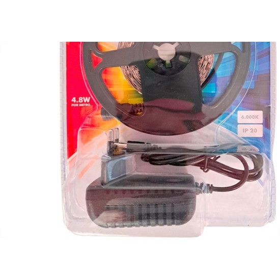 Fita De Led Gaya 2835 - Ip20 6000K - 4,8W. 150 Lumens Por Metro 12V. 5M Com Driver - 9302 Fita De Led Gaya 2835 - Ip20 6000K - 4,8W. 150 Lumens Por Metro 12V. 5M Com Driver - 9302
