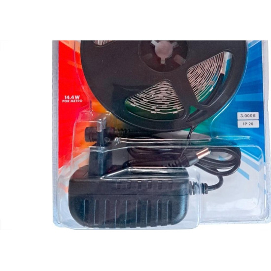 Fita De Led Gaya 5050A - Ip20 3000K - 600 Lumens Por Metro 12V. 5M Com Driver - 9306 Fita De Led Gaya 5050A - Ip20 3000K - 600 Lumens Por Metro 12V. 5M Com Driver - 9306