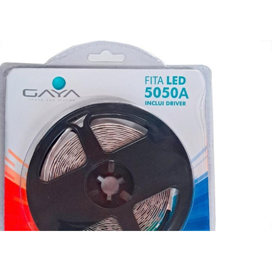 Fita De Led Gaya 5050A - Ip20 3000K - 600 Lumens Por Metro 12V. 5M Com Driver - 9306 Fita De Led Gaya 5050A - Ip20 3000K - 600 Lumens Por Metro 12V. 5M Com Driver - 9306