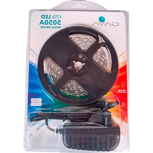 Fita De Led Gaya 5050A - Ip20 6000K - 600 Lumens Por Metro 12V. 5M Com Driver - 9307 Fita De Led Gaya 5050A - Ip20 6000K - 600 Lumens Por Metro 12V. 5M Com Driver - 9307