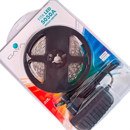 Fita De Led Gaya 5050A - Ip20 6000K - 600 Lumens Por Metro 12V. 5M Com Driver - 9307 Fita De Led Gaya 5050A - Ip20 6000K - 600 Lumens Por Metro 12V. 5M Com Driver - 9307