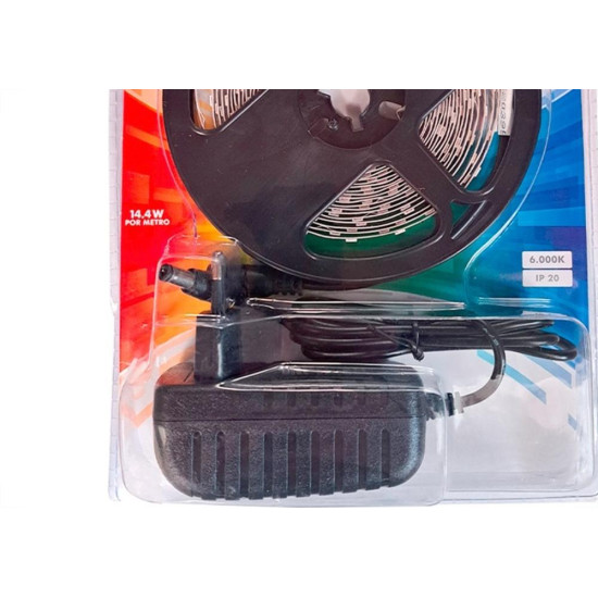 Fita De Led Gaya 5050A - Ip20 6000K - 600 Lumens Por Metro 12V. 5M Com Driver - 9307 Fita De Led Gaya 5050A - Ip20 6000K - 600 Lumens Por Metro 12V. 5M Com Driver - 9307