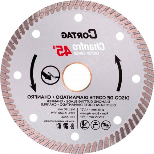 Disco Diamantado Cortag Turbo Chanfro 45º - 115Mm X 22,2Mm Para Esmerilhadeira - 61907