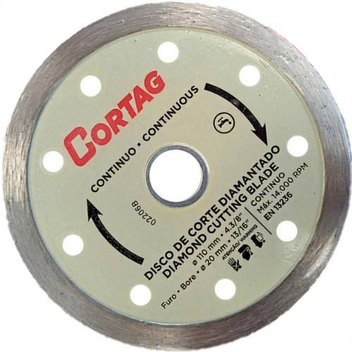 Disco Diamantado Cortag Liso 110Mm X 20Mm - 60697 Disco Diamantado Cortag Liso 110Mm X 20Mm - 60697